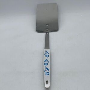 Vintage Blue Cornflower Stainless Steel Splatula Flipper 13" Made in Japan